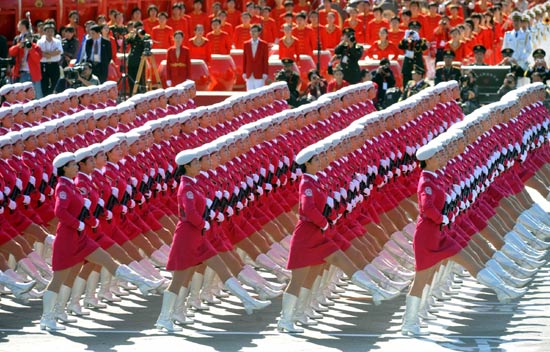 Women militia at the 60th anniversary parade