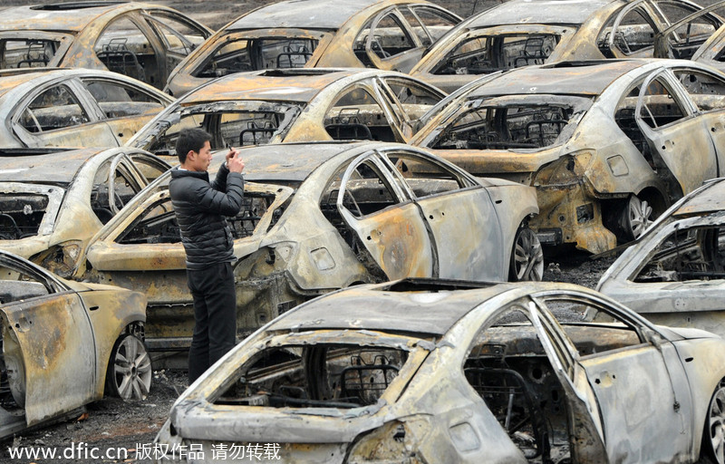 Parking lot fire destroys 70 cars worth 20m yuan