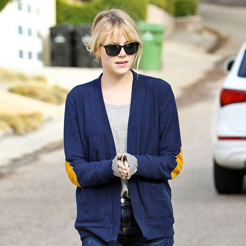 Emma Stone laughs at style icon tag