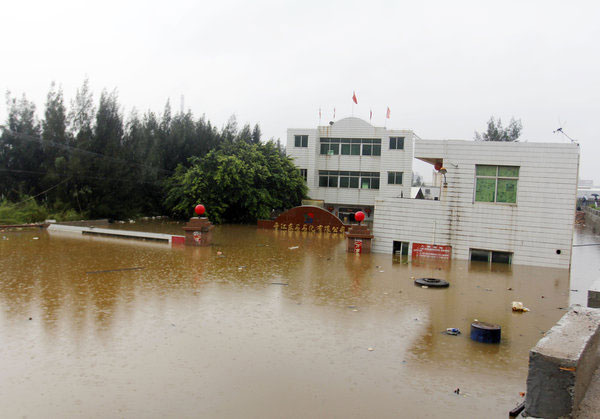 Rainstorm floods chemical storage tanks