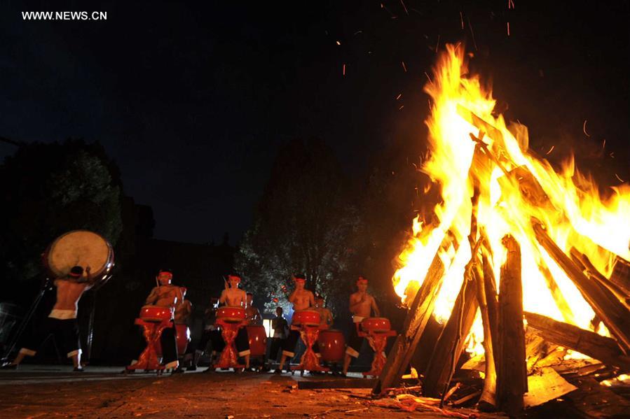 Drumers practise intangible heritage music in N China's Shanxi