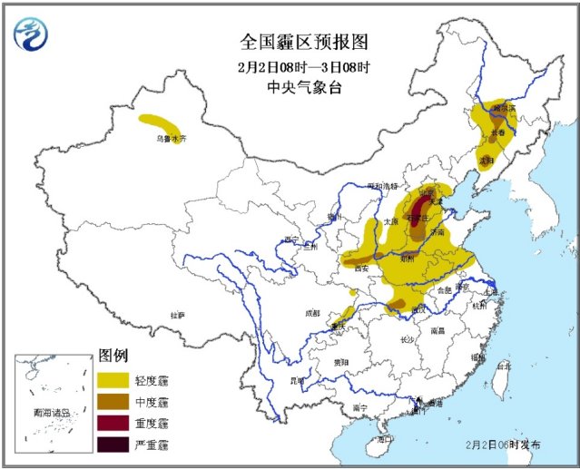 京津冀局地有重度霾 西南江南等地仍有陰雨雪天氣