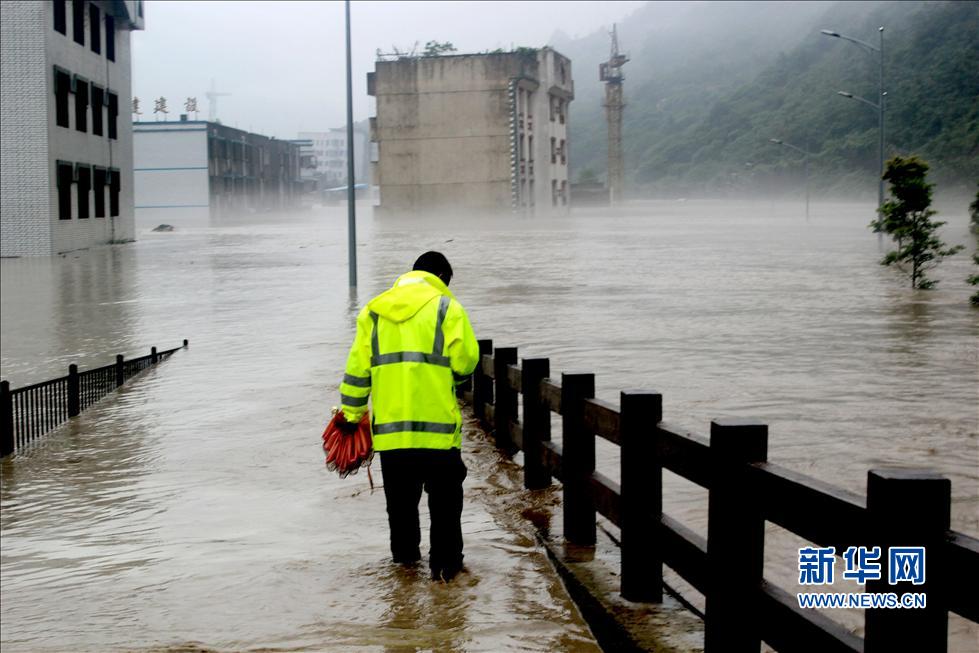 北川“5·12”地震遺址因暴雨淹沒