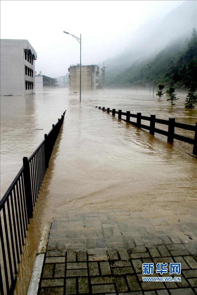 北川“5·12”地震遺址因暴雨淹沒