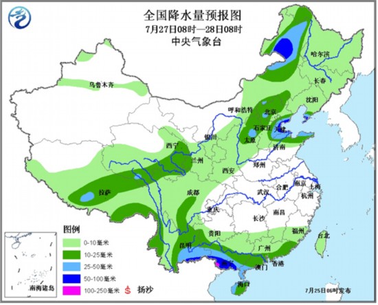 西北華北等地發(fā)暴雨藍(lán)色預(yù)警 江南江淮等地發(fā)高溫黃色預(yù)警