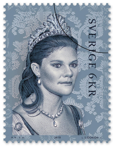 Sweden's Crown Princess Victoria and her fiance wedding postage stamps