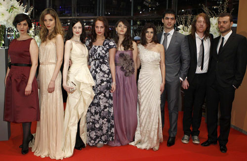 Actors of Shooting Stars pose for an award ceremony in Berlin