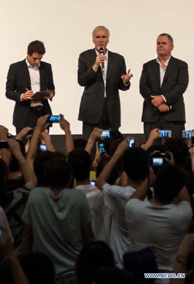 James Cameron attends 3D film forum in China's Tianjin