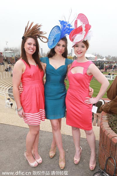 Ladies in beautiful hats at Cheltenham