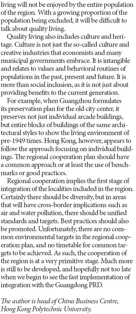 Green living in Greater PRD needs more thought