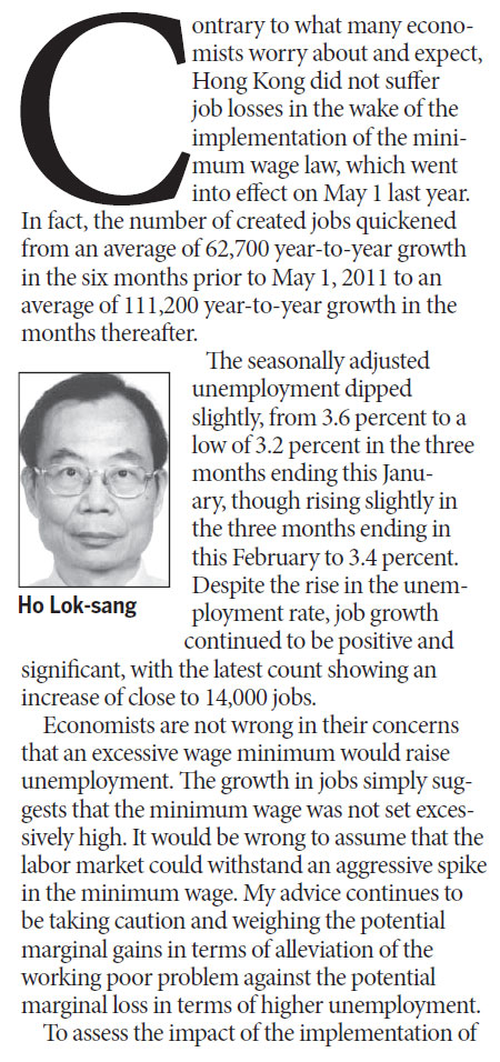 Growth in jobs suggests minimum wage not high