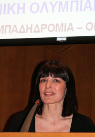 Well-known Greek actress and dancer Maria Nafpliotou is the High Priestess of the Lighting Ceremony for the Beijing Olympic Games, at a press conference in Athens, March 13, 2008. The Hellenic Olympic Committee on Thursday confirmed the journey of the Olympic Flame in Greece and revealed the program of the Torch-lighting Ceremony. The flame will be lit in Ancient Olympia at 12 noon on March 24 and will be handed over to the Beijing Organizing Committee at 3 pm on March 30 at the Panathenian Stadium in Athens. [Xinhua] 