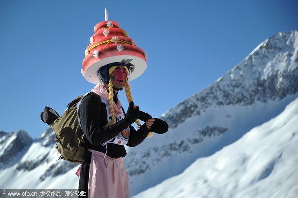 Skiing witches take the piste