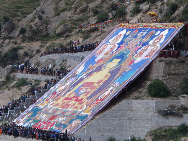 Large Thangka on display