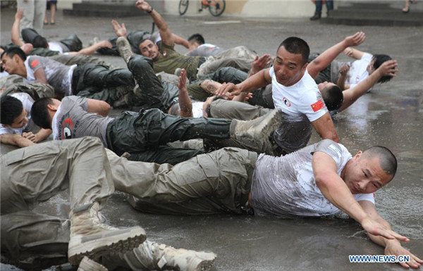 Trainees take security training course in Beijing