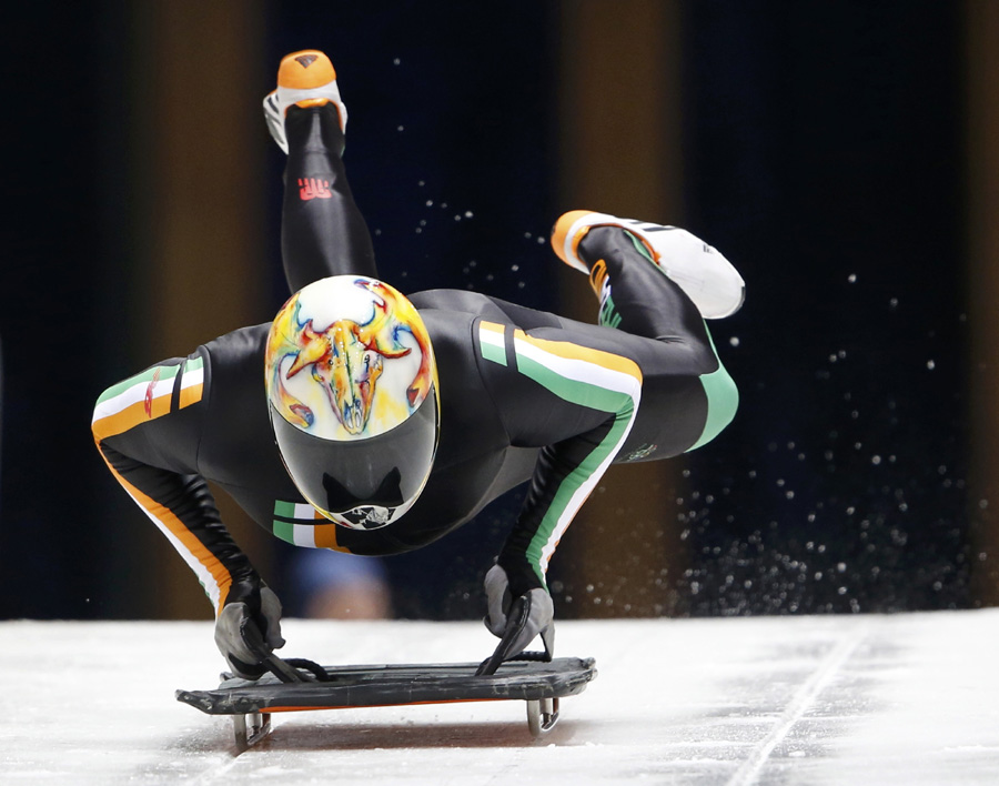 Helmets light up Sochi's skeleton tracks