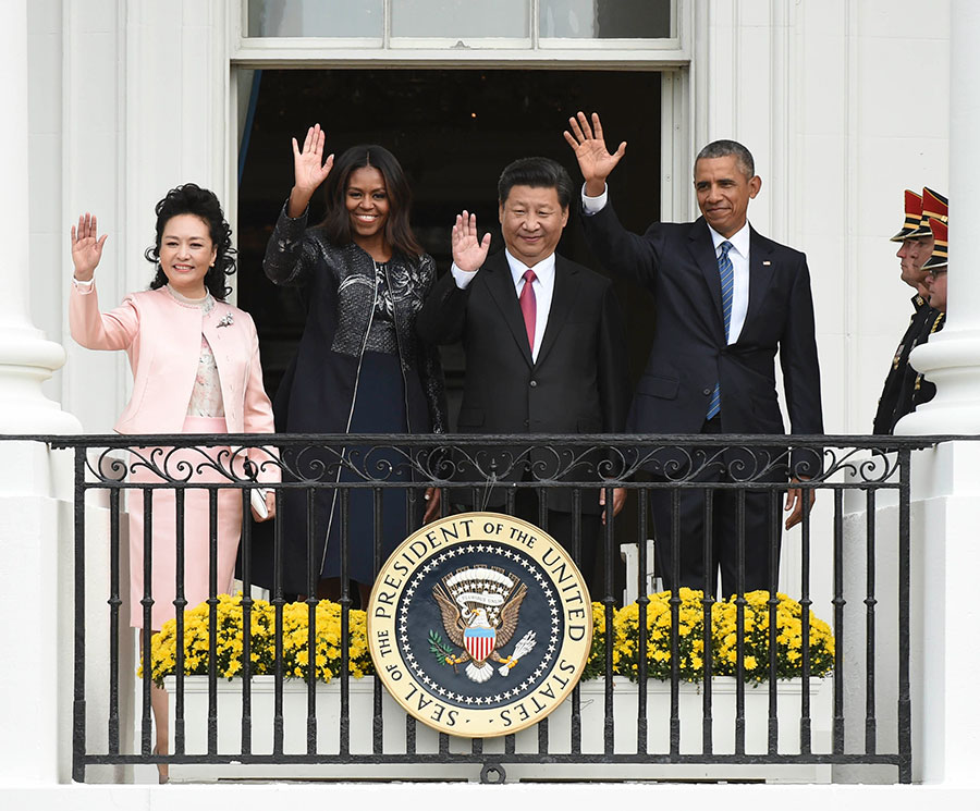 Obama welcomes Xi with <EM>nihao</EM> at elaborate White House ceremony