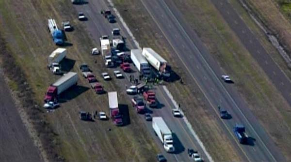 Massive pileup on foggy Texas highway