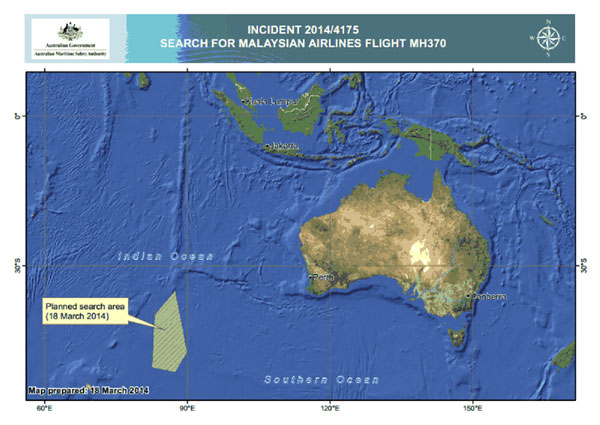 Australia begins search for missing Malaysian plane