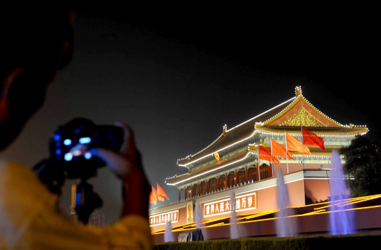 北京為國慶新建夜景照明景觀試亮燈(組圖)